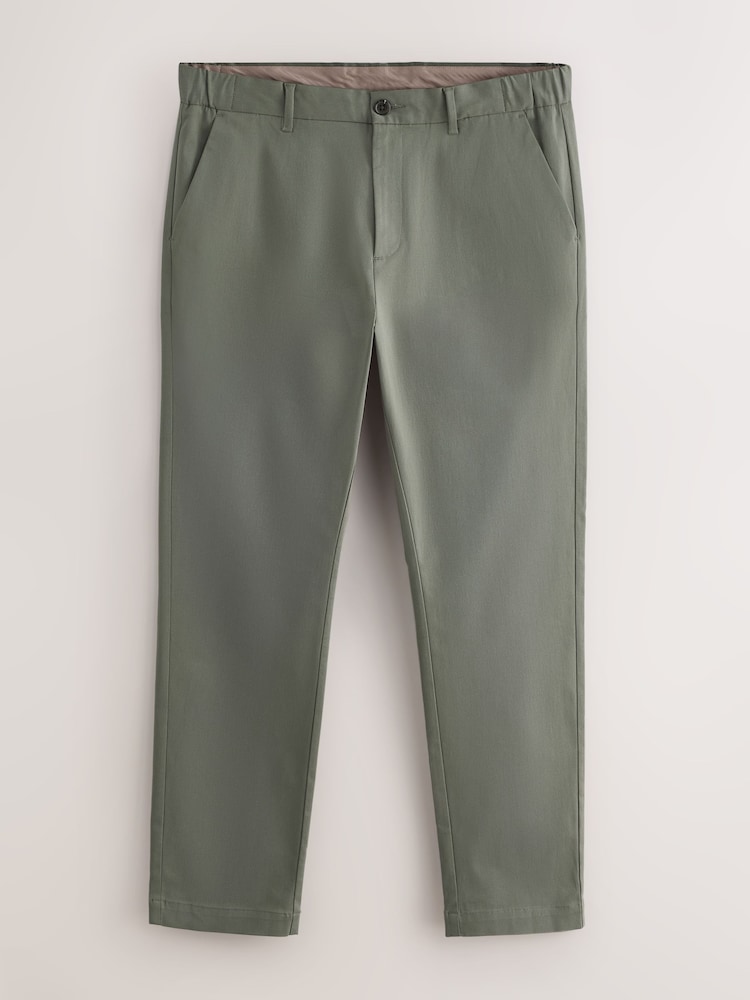 Sage Green Slim Fit Smart Cotton Tencel Blend Chinos With Stretch - Image 1 of 4