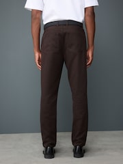 Brown Straight Fit Smart Brushed Cotton TENCEL™ Lyocell Blend Chinos With Belt - Image 4 of 5