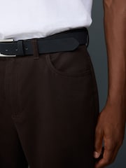 Brown Straight Fit Smart Brushed Cotton TENCEL™ Lyocell Blend Chinos With Belt - Image 5 of 5