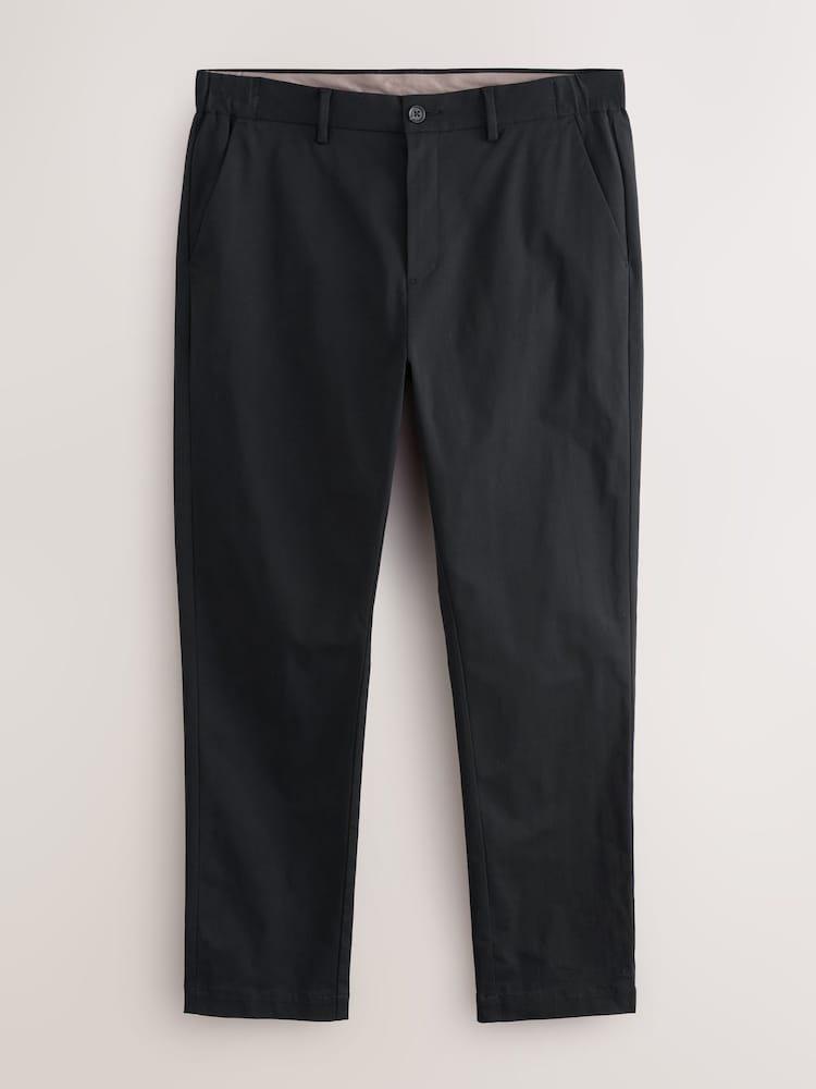 Black Slim Fit Smart Cotton Tencel Blend Chinos With Stretch - Image 1 of 5