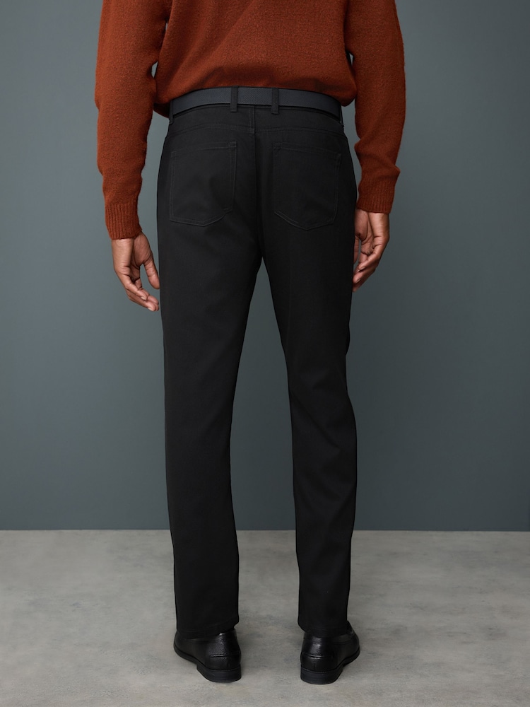 Charcoal Grey Straight Fit Smart Brushed Cotton TENCEL™ Lyocell Blend Chinos With Belt - Image 2 of 4