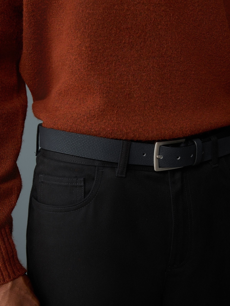 Charcoal Grey Straight Fit Smart Brushed Cotton TENCEL™ Lyocell Blend Chinos With Belt - Image 4 of 4