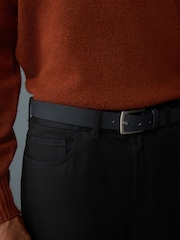Charcoal Grey Straight Fit Smart Brushed Cotton TENCEL™ Lyocell Blend Chinos With Belt - Image 5 of 9