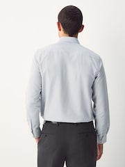 Grey Regular Fit Long Sleeve SIngle Cuff Cotton Rich Trimmed Textured Shirt - Image 2 of 8