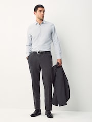 Grey Regular Fit Long Sleeve SIngle Cuff Cotton Rich Trimmed Textured Shirt - Image 3 of 8
