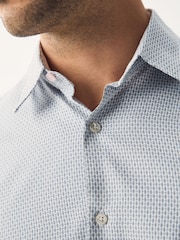 Grey Regular Fit Long Sleeve SIngle Cuff Cotton Rich Trimmed Textured Shirt - Image 4 of 8