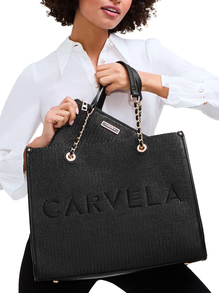 Carvela Cream Raffia Chain Tote Bag - Image 4 of 4