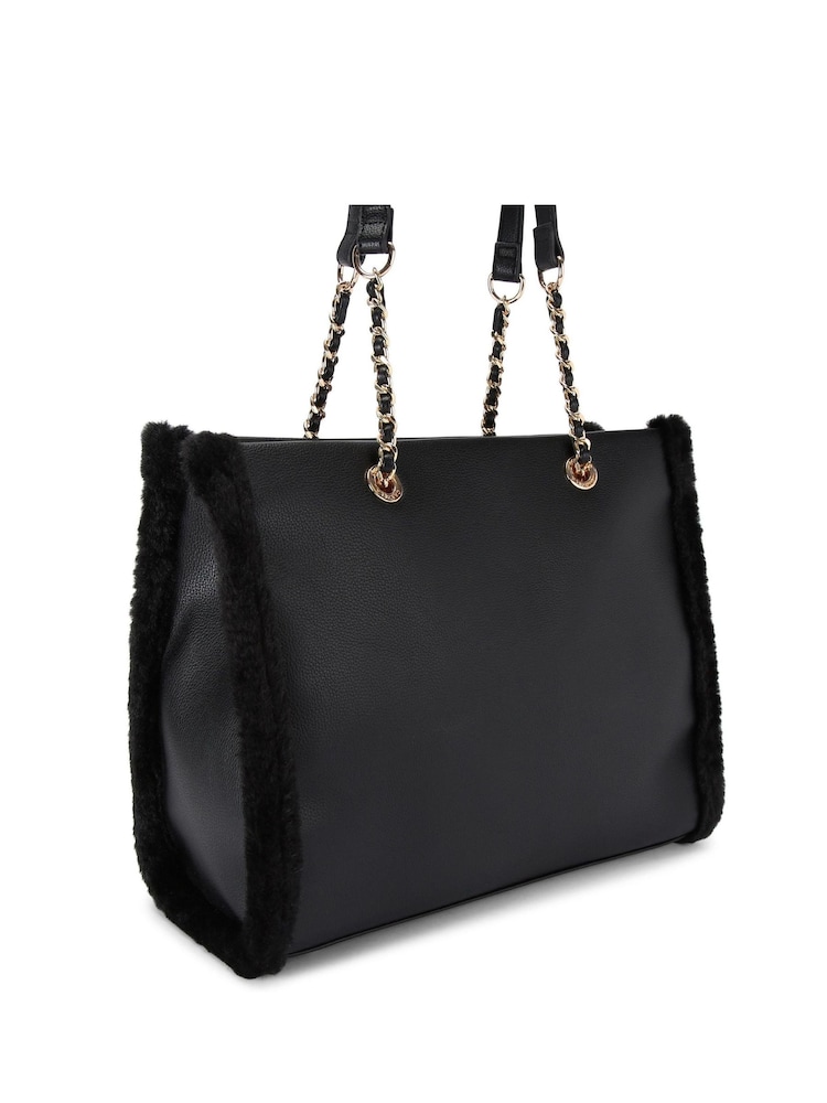 Carvela Frame Faux Fur Black Tote Bag - Image 2 of 4