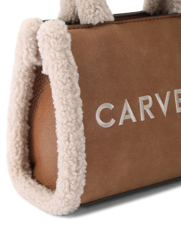 Carvela Frame Micro Faux Fur Black Bag - Image 4 of 5