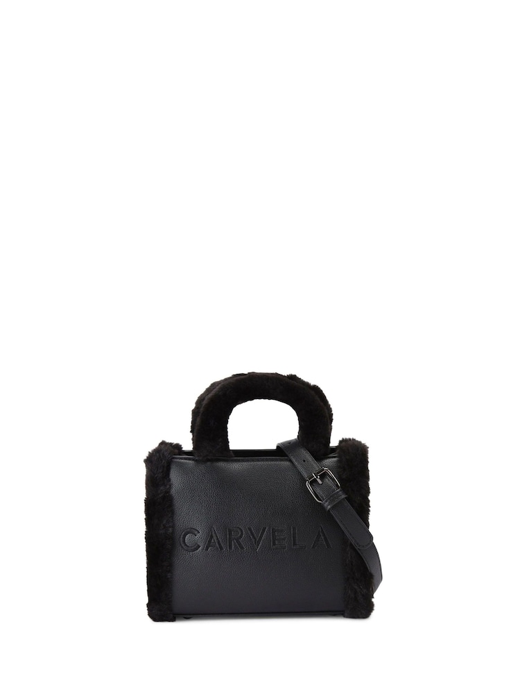 Carvela Frame Micro Faux Fur Black Bag - Image 1 of 4