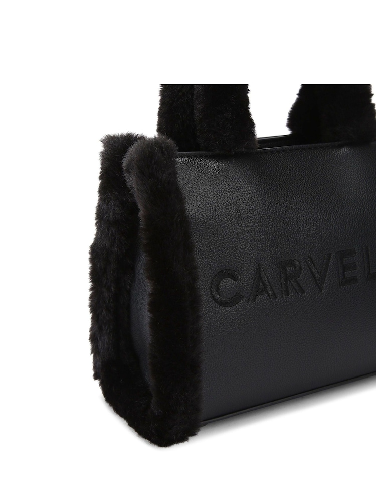 Carvela Frame Micro Faux Fur Black Bag - Image 4 of 4