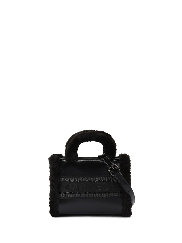 Carvela Frame Micro Faux Fur Black Bag - Image 2 of 5