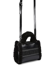 Carvela Frame Micro Faux Fur Black Bag - Image 4 of 5