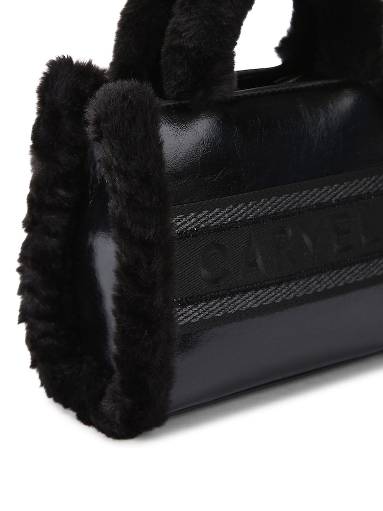 Carvela Frame Micro Faux Fur Black Bag - Image 5 of 5