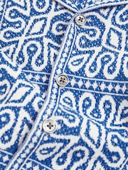 Blauw/wit - Reiss River Tile Pattern Knit Shirt - Image 4 of 4