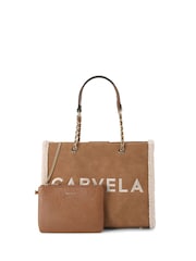 Carvela Frame Faux Fur Black Tote Bag - Image 1 of 5