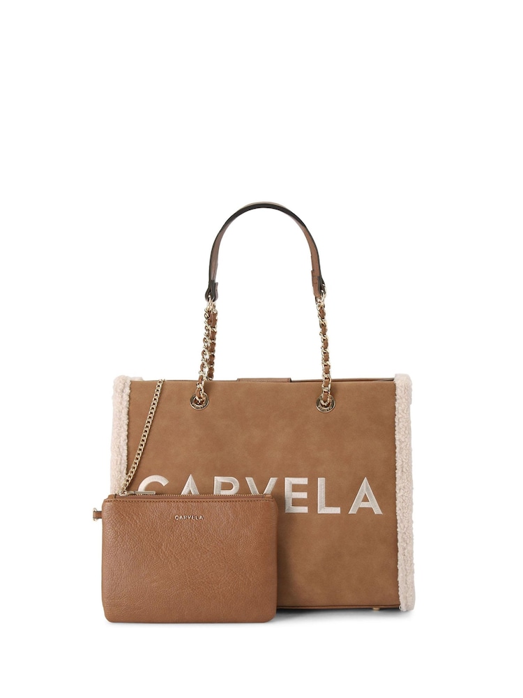 Carvela Frame Faux Fur Black Tote Bag - Image 1 of 5