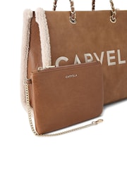 Carvela Frame Faux Fur Black Tote Bag - Image 3 of 5