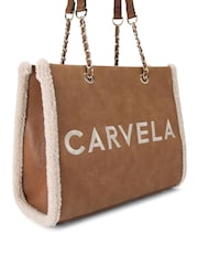 Carvela Frame Faux Fur Black Tote Bag - Image 4 of 5