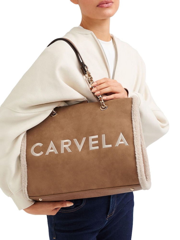 Carvela Frame Faux Fur Black Tote Bag - Image 5 of 5
