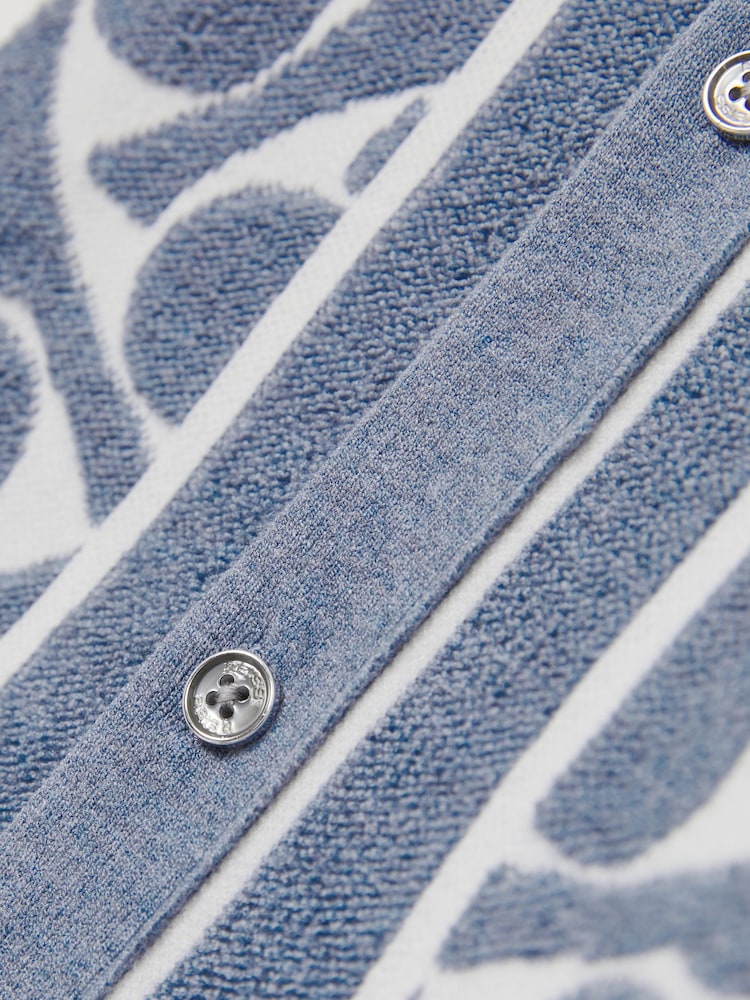 Azul claro/blanco - Reiss Edmonds Abstract-Pattern Towelling Shirt - Imagen 4 de 4