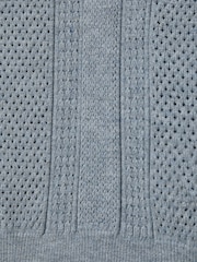 Reiss Airforce Blue Texas 3-9 yrs Textured-Knit Half-Zip Polo Shirt - Image 4 of 4