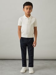 Bela - Reiss Texas tekstured-pletena polo majica s polovično zadrgo - Slika 3 iz 4