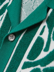 Reiss Green/White Edmonds 3-9 yrs Abstract-Pattern Towelling Shirt - Image 5 of 5