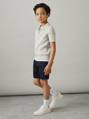 Sivi melanž - Reiss Texas tekstured-pletena polo majica s polovično zadrgo - Slika 3 iz 4
