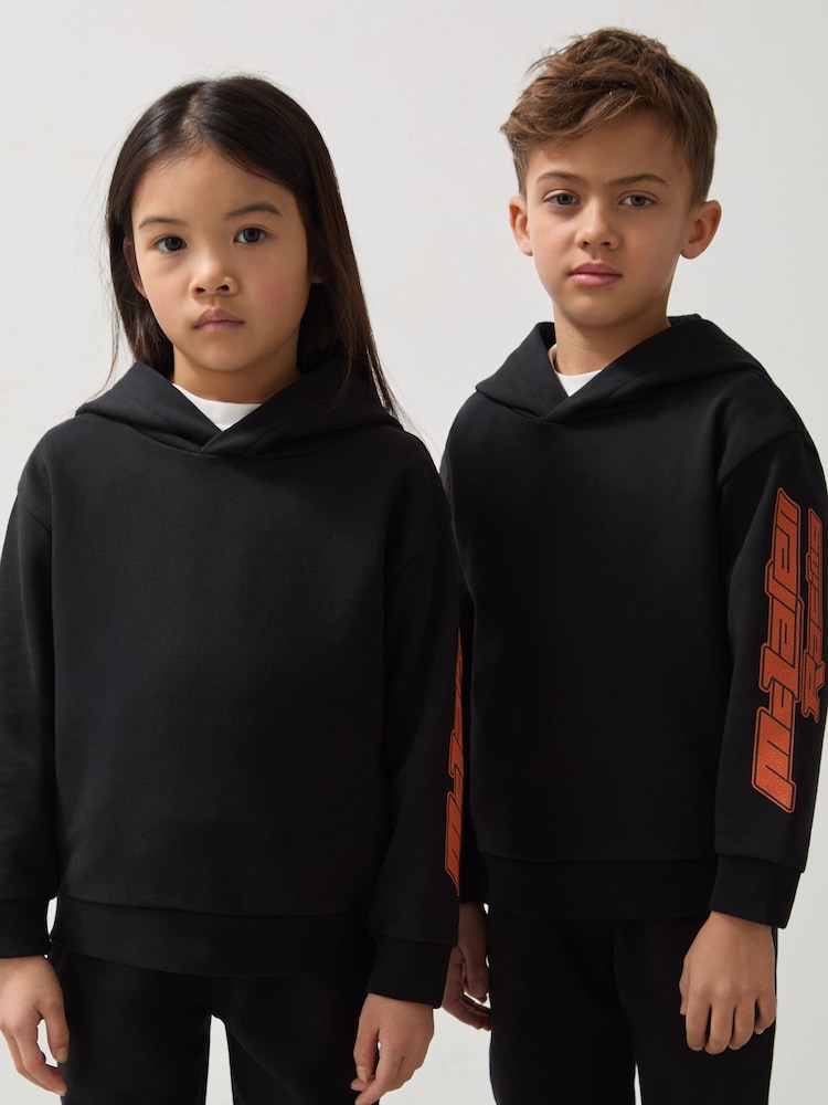 Reiss Black Zak 3-9 yrs Unisex Fit McLaren F1 Team Cotton Logo Hoodie - Image 1 of 7
