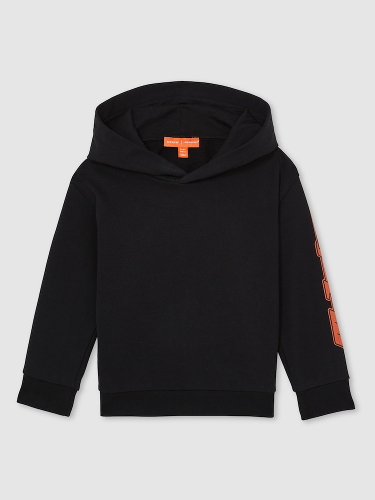 Reiss Black Zak 3-9 yrs Unisex Fit McLaren F1 Team Cotton Logo Hoodie - Image 2 of 7