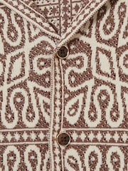 Reiss Brown/Off White River 9-13 yrs Tile Pattern Knit Shirt - Image 4 of 4