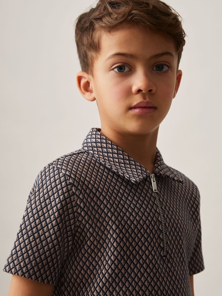 Polo con diseño de jacquard geométrico Baines de Reiss - Imagen 1 de 4