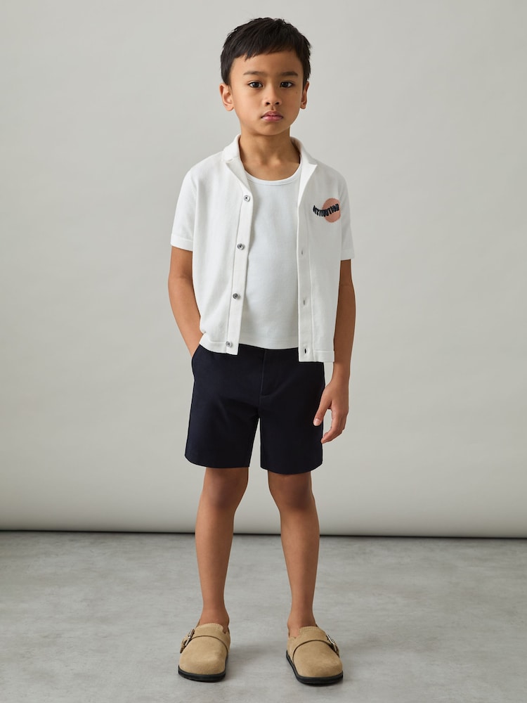 Reiss Mykos Cotton Destination Embroidery Knit Shirt - Imagen 2 de 4