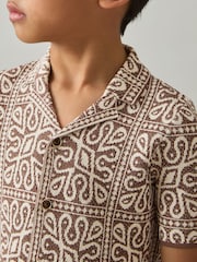 Reiss Brown/Off White River 3-9 yrs Tile Pattern Knit Shirt - Image 3 of 4