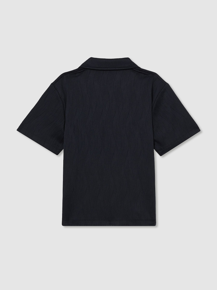Reiss Elio Wave Jacquard Cuban Collar Shirt - Image 4 of 5