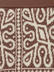 Bruin/gebroken wit - Reiss Redhill Tile Pattern Knit Shorts - Image 4 of 4