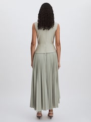 Acler Ellenbrook Wrap Maxi Stone Grey Dress with Pleated Skirt - Image 5 of 6