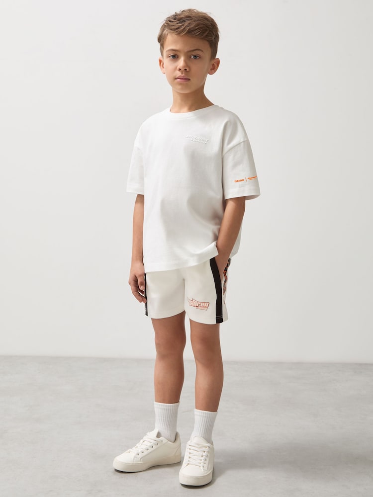 Reiss White Ride 3-9 yrs Unisex Fit McLaren F1 Team Drawstring Shorts - Image 3 of 8