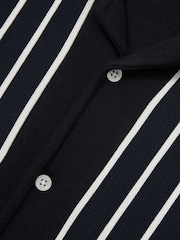 Reiss Navy/White Chaplin 9-13 yrs Stripe Cuban Collar Shirt - Image 4 of 4