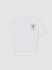 Reiss Off White Zito 3-9 yrs Cotton Varsity-League T-Shirt - Image 2 of 4