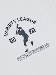 Reiss Off White Zito 3-9 yrs Cotton Varsity-League T-Shirt - Image 4 of 4