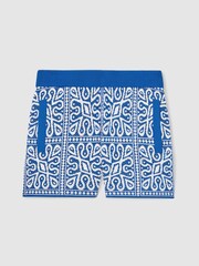 Blauw/wit - Reiss Redhill Tile Pattern Knit Shorts - Image 2 of 4