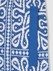 Blauw/wit - Reiss Redhill Tile Pattern Knit Shorts - Image 4 of 4