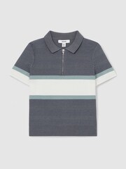 Airforce modra - Reiss Grove Textured z izrazitim barvnim vzorcem polo majice - Slika 2 iz 4