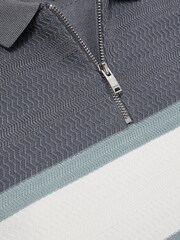 Airforce modra - Reiss Grove Textured z izrazitim barvnim vzorcem polo majice - Slika 4 iz 4