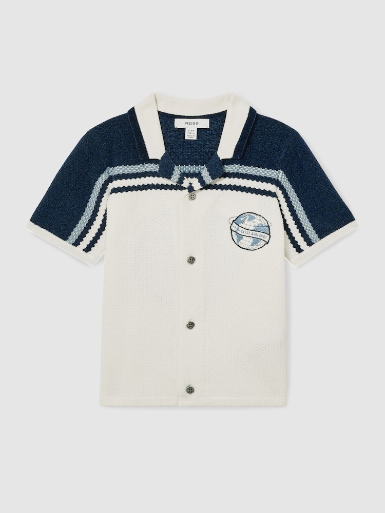 Navy/Airforce Blue/White - Reiss Mitchell Chenille Airlines Embroidery Shirt - Imagen 2 de 4 Navy/Airforce Blue/White - Reiss Mitchell Chenille Airlines Embroidery Shirt - Imagen 2 de 4