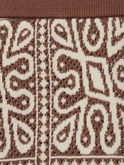 Reiss Brown/Off White Redhill 9-13 yrs Tile Pattern Knit Shorts - Image 4 of 4