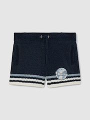 Navy/Airforce Blue/White - Reiss Pete Chenille Airlines Embroidery Shorts - صورة 2 من 4