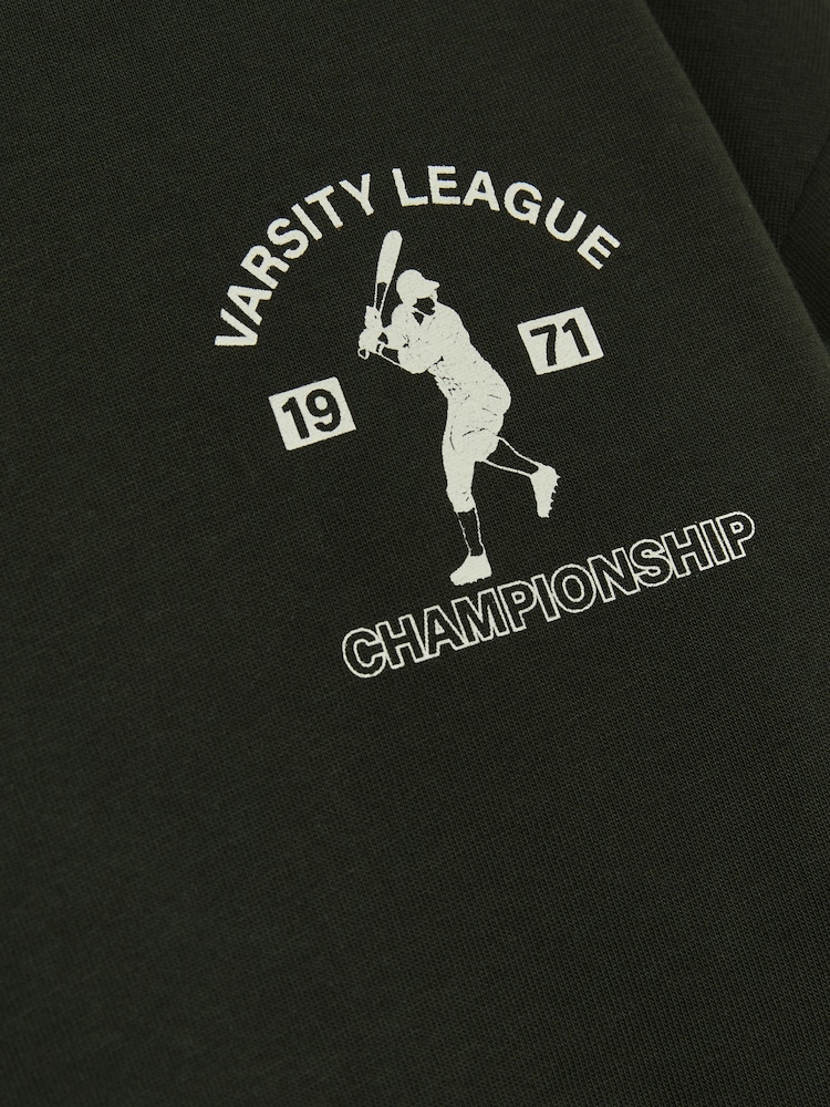 أخضر غابات - تيشرت Zito من القطن بشعار Varsity-League من Reiss - صورة 4 من 4